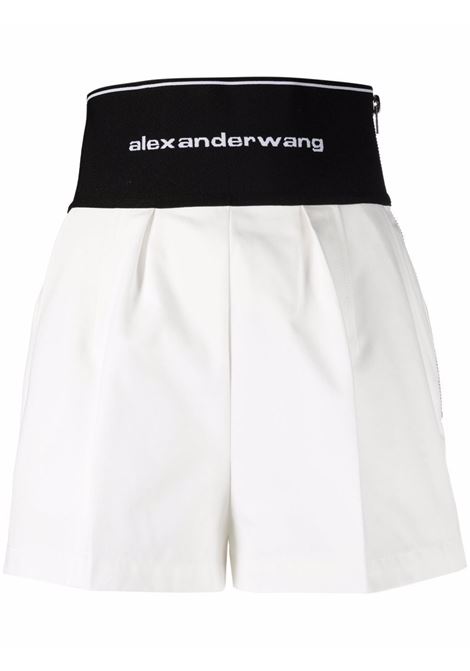 White logo-waistband shorts - women